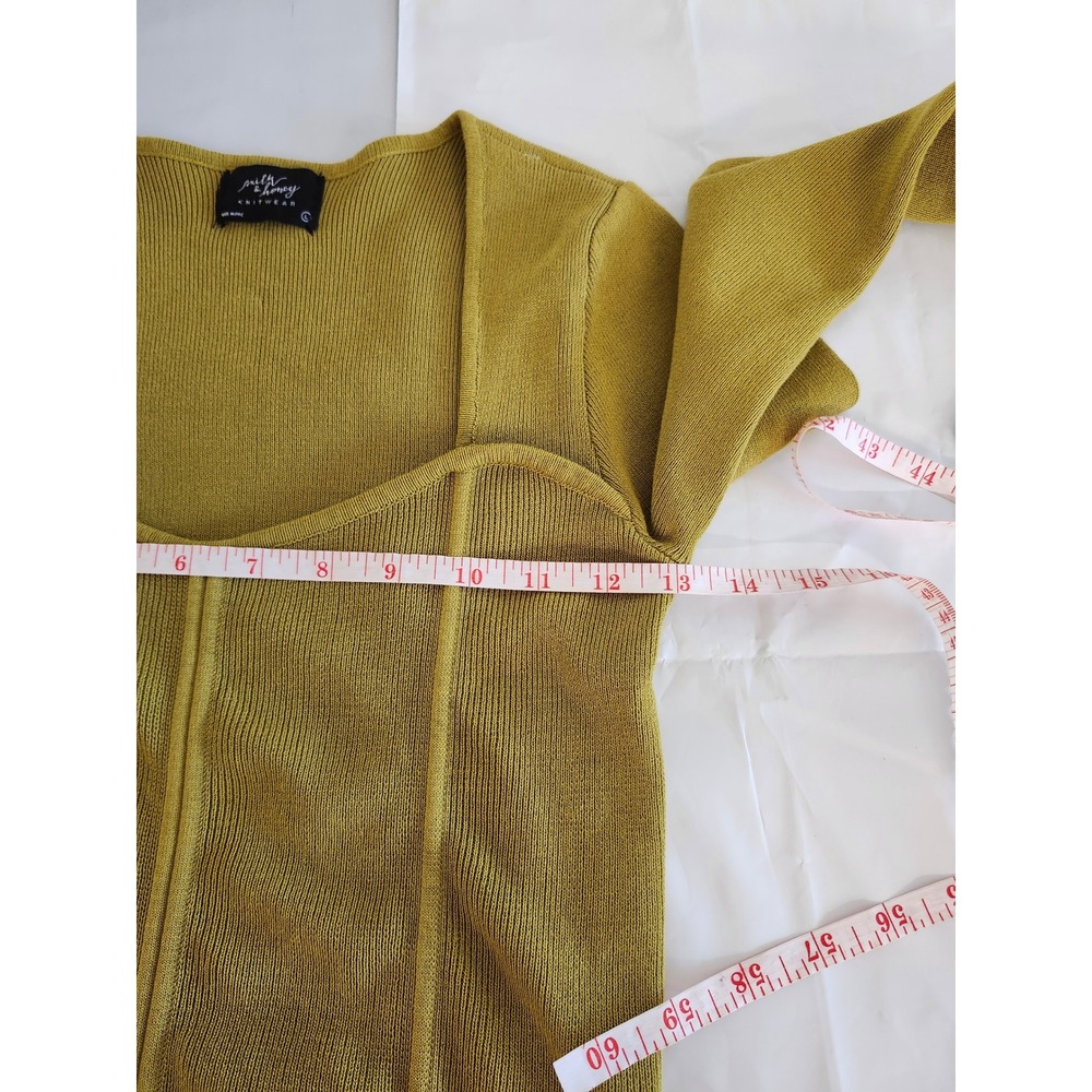 Milk & Honey Olive Green Corset Knit Top Women's L Long Sleeve Y2K - Picture 7 of 8